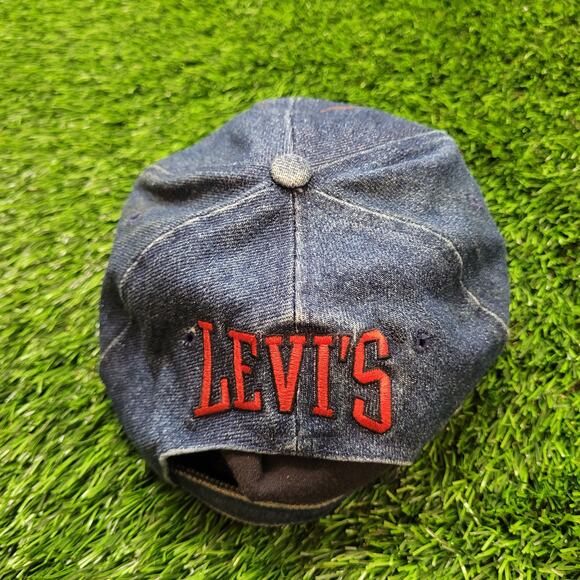 VTG 90s Levi's Distressed Faded Denim Dad Hat Baseball Cap "Legends Never Die" - Picture 3 of 9